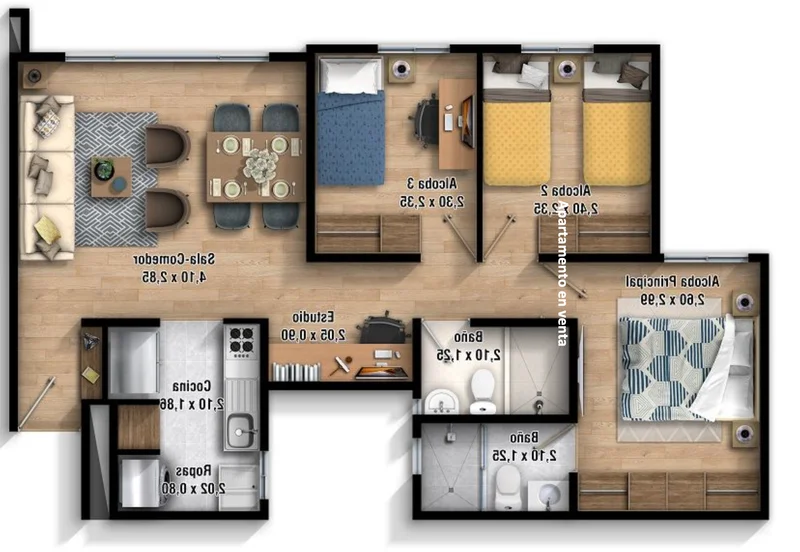 Hermoso apartamento ultimo piso en conjunto club House 