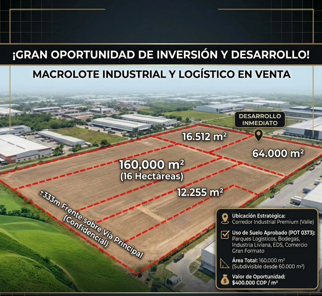 ¡GRAN OPORTUNIDAD DE INVERSIÓN Y DESARROLLO INDUSTRIAL!